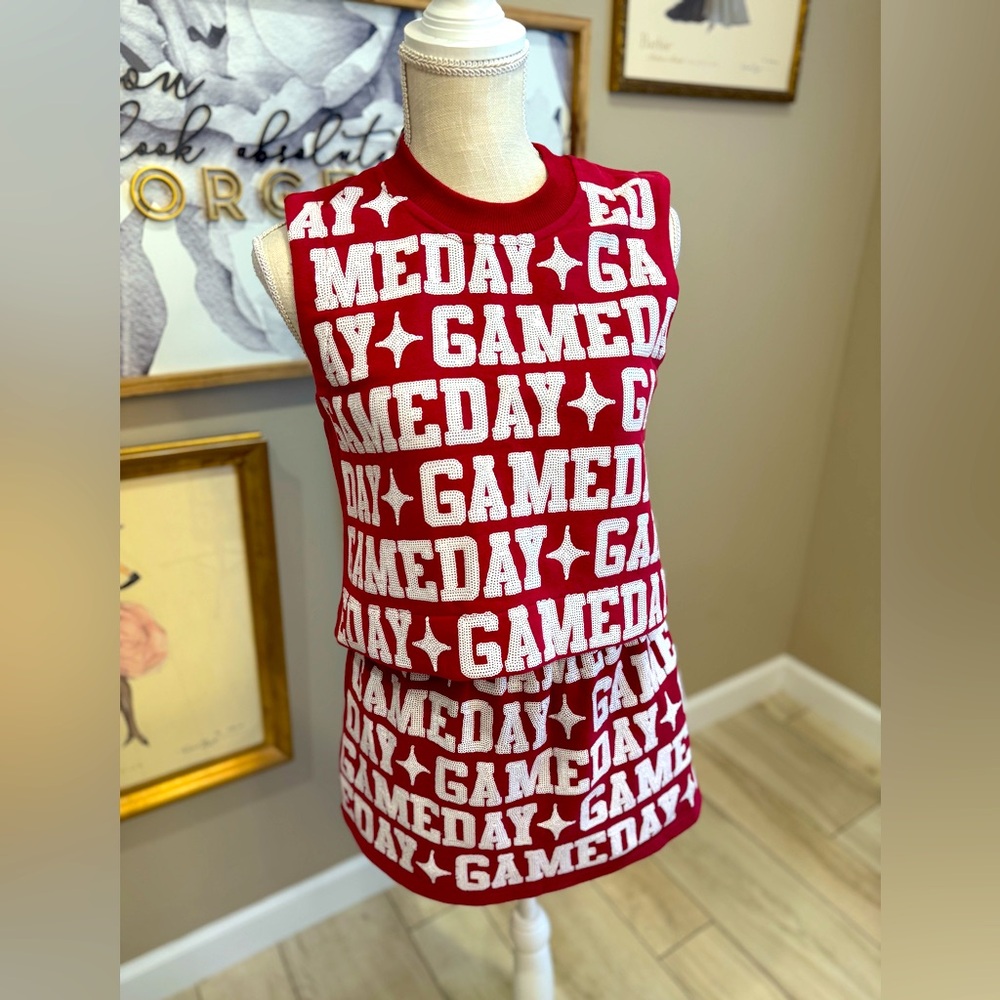 New! QUEEN OF SPARKLES Crimson Gameday Tank and Skort Set